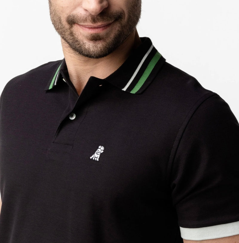 Green Stripe Accents Piqué Polo Shirt