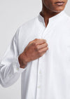 White Chinese collar long sleeve shirt