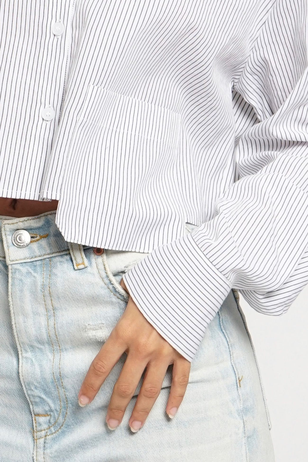 White Cropped button up Tshirt