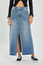 Side cut jean skirt